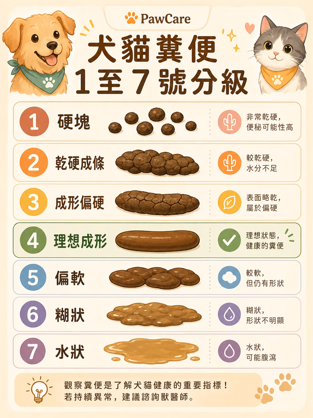 糞便 1-7 分級圖