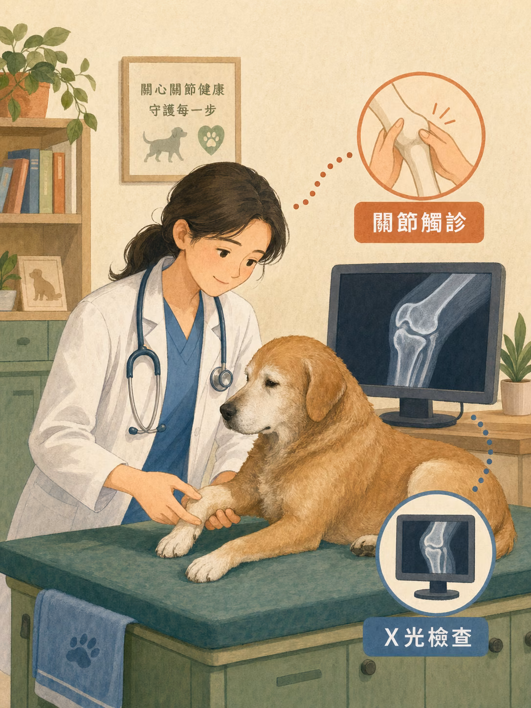 獸醫關節觸診與 X 光檢查