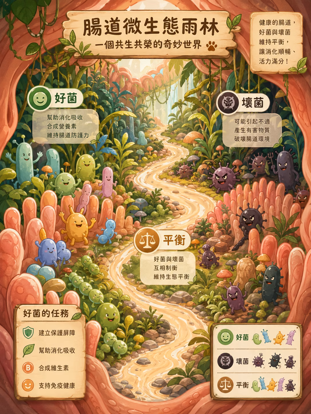 腸道微生態雨林示意圖
