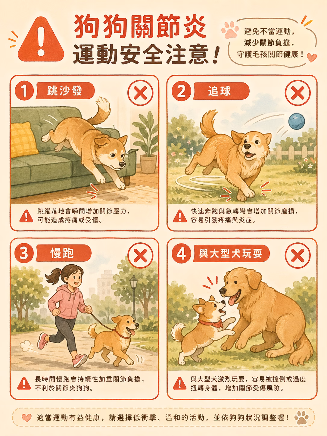 高風險運動紅燈警示四格