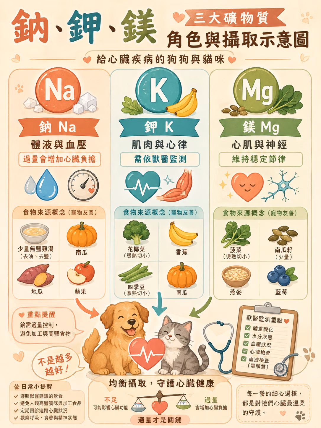 鈉鉀鎂三大礦物質角色圖