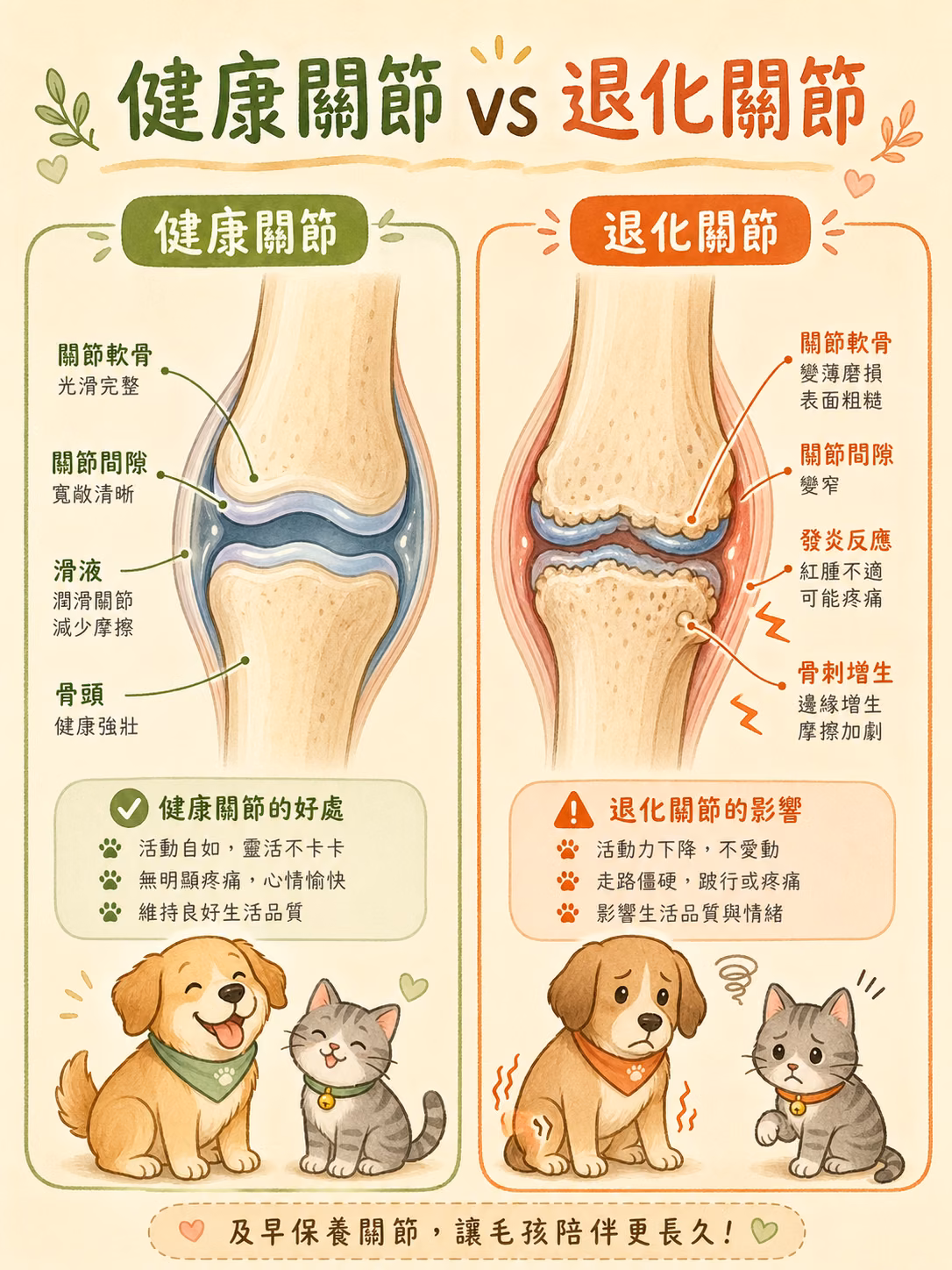 健康關節 vs 退化關節對比圖
